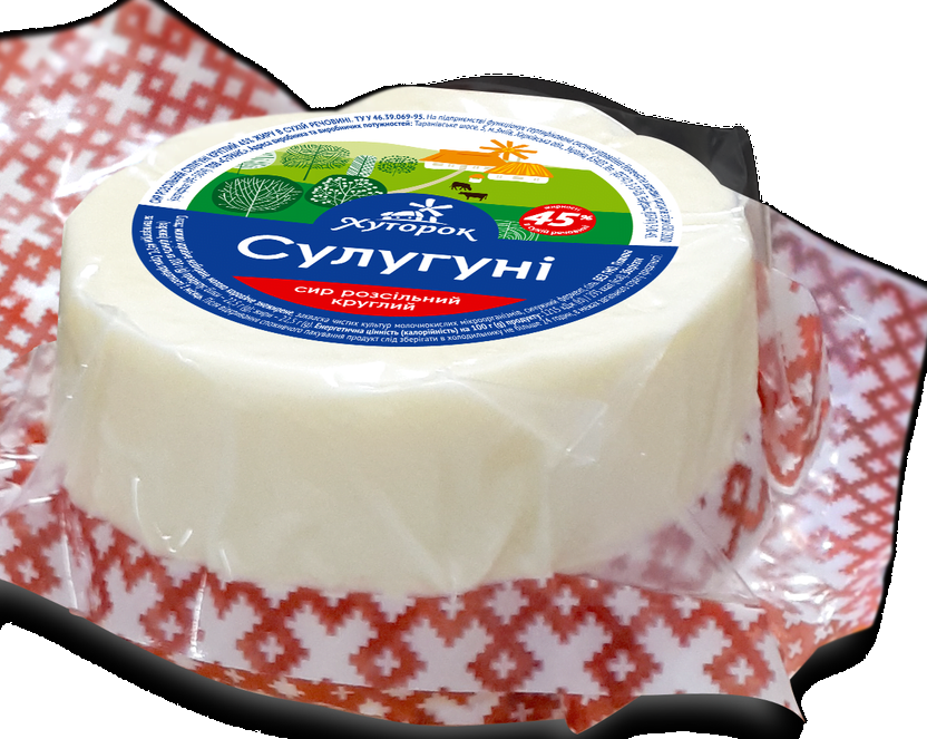 Сир розсільний Сулугуні ХУТОРОК круглий 45% жиру в сухій речовині 1кг